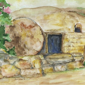 Empty Tomb Watercolor Painting Giclee Print Easter Print Fine Art UNFRAMED image 2