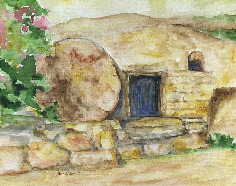 Empty Tomb Watercolor Painting Giclee Print Easter Print Fine Art UNFRAMED image 2