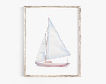 Segelboot 2 Aquarell Gemälde Großes Poster Kunstdruck