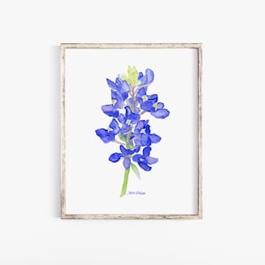 Bluebonnet Wildflower Watercolor Painting - Giclee Print UNFRAMED