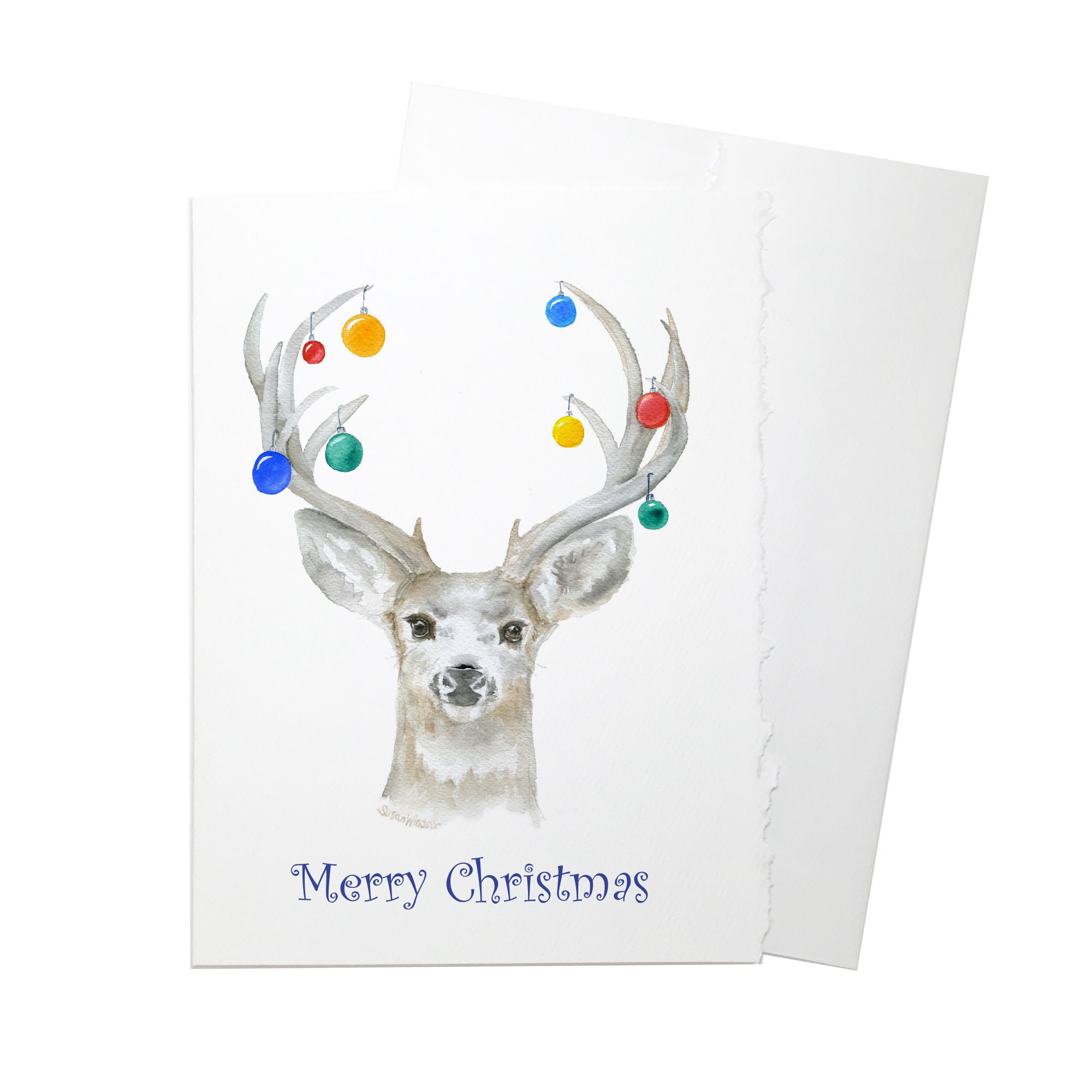Christmas Deer Cards Set of 10 Watercolor Christmas Card - Etsy