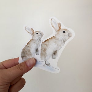 Tan Bunny Rabbit Vinyl Paper Sticker - For Water Bottles and Laptops