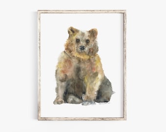 Brown Bear Watercolor Painting Giclee Print Fine Art Print Unframed