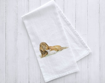 Lion and the Lamb Watercolor Flour Sack Tea Towel