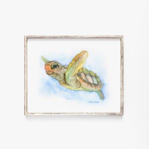 Sea Turtle Watercolor Painting Giclee Print Reproduction - Wall Art - Ocean Animal UNFRAMED