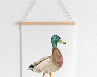 Quadro Su Tela Mallard Duck – Stampa Artistica Con Germano Reale, 35,6x35,6 Cm, Realizzato A Mano