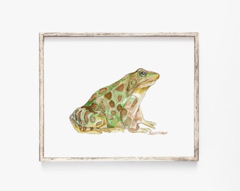 Leopard Frog Watercolor Painting Giclee Print - Animal Painting Wall Art Unframed