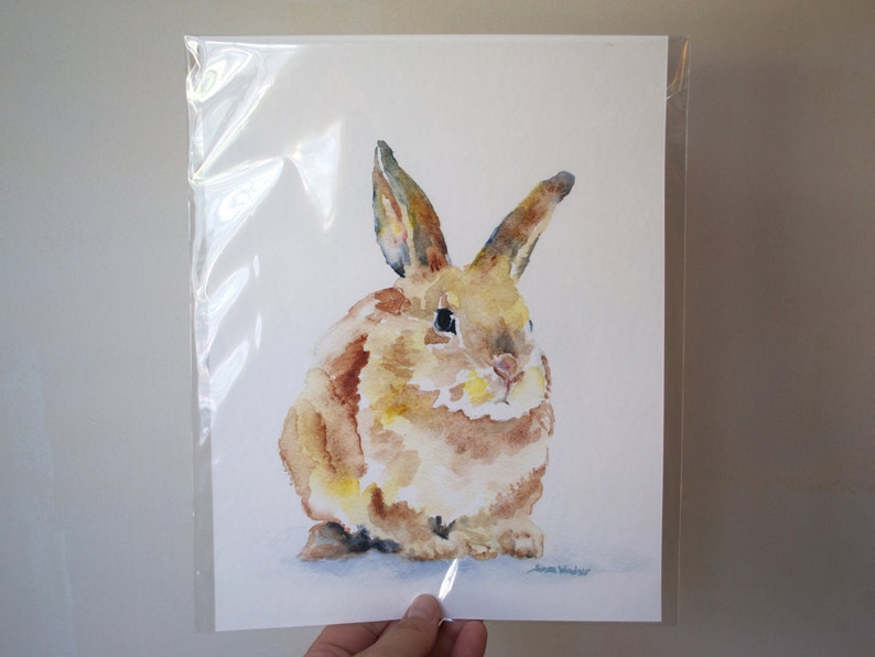 Watercolor Painting Bunny Rabbit Giclee Print Woodland Animals Nursery Art Unframed image 4