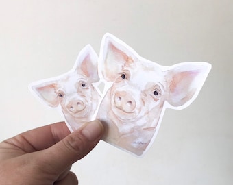 Pink Pig Watercolor Vinyl Sticker - For Water Bottles and Laptops