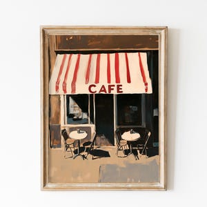 ヴィンテージパリのカフェ絵画、フランスのビストロアート、パリの街並みを描いたニュートラルなバーカートの装飾、ヨーロッパ旅行のプリント、コーヒー愛好家へのギフト装飾 QB97