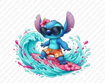 Stitch PNG Clipart, Lilo and Stitch, High quality 300 dpi Sublimation Design, Wall art print, shirt design, Digital Instant Download