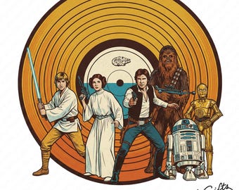Retro Star Wars Sublimationsdesign, Retro Shirt, Starwars PNG, trendiges Tshirt PNG, digitaler Download, Silhouette, Vintage Design