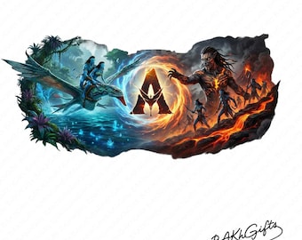Avatar Fuego y Ceniza PNG, Diseño de camiseta de película de ciencia ficción de 2025, Arte de Pandora World, Clanes Na'vi, Arte de fan de películas de acción, Archivo de sublimación digital