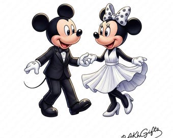 1 PNG Cute Minnie and Mickey Love, Clipart Images, Digital design PNG file for sublimation, High Resolution, Digital PNG Download