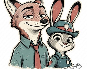 Zootopia Judy and Nick Bunde Png, Couple Matching Png,Retro Zootropolis Disneyland Png, Family Vacay Png, Valentines Day, Instant Download
