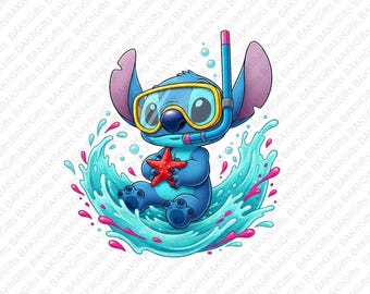 Stitch PNG Clipart, Lilo and Stitch, High quality 300 dpi Sublimation Design, Wall art print, shirt design, Digital Instant Download