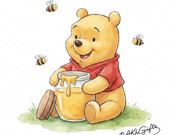 Clip art vintage de Winnie the Pooh: PNG de alta resolución (descarga digital, 5000 px).