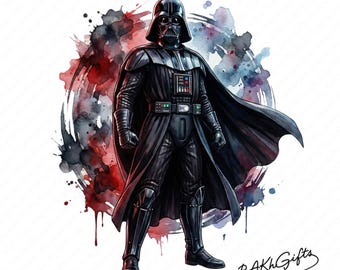 4 Star Wars Darth Vader Splash and Watercolor Png Sublimation, Star Wars Movie Png, Darth Vader Watercolor Design Png, Tshirt Design Png