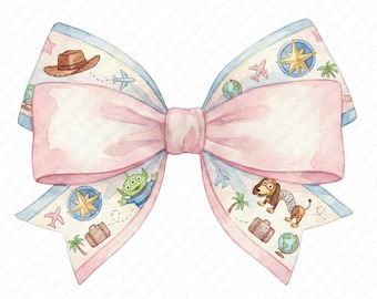 Coquette Bows Acquerello Toy Story PNG, Vacanza in famiglia PNG, Viaggio in famiglia abbinato PNG, Modalità vacanza PNG, Coquette Bow PNG, Download digitale