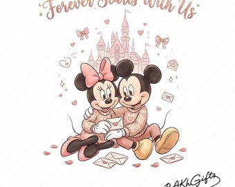 Disney Valentine PNG | Mickey & Minnie Forever Starts With Us | Romantic Disney Couple Art | Valentine Gift Printable PNG