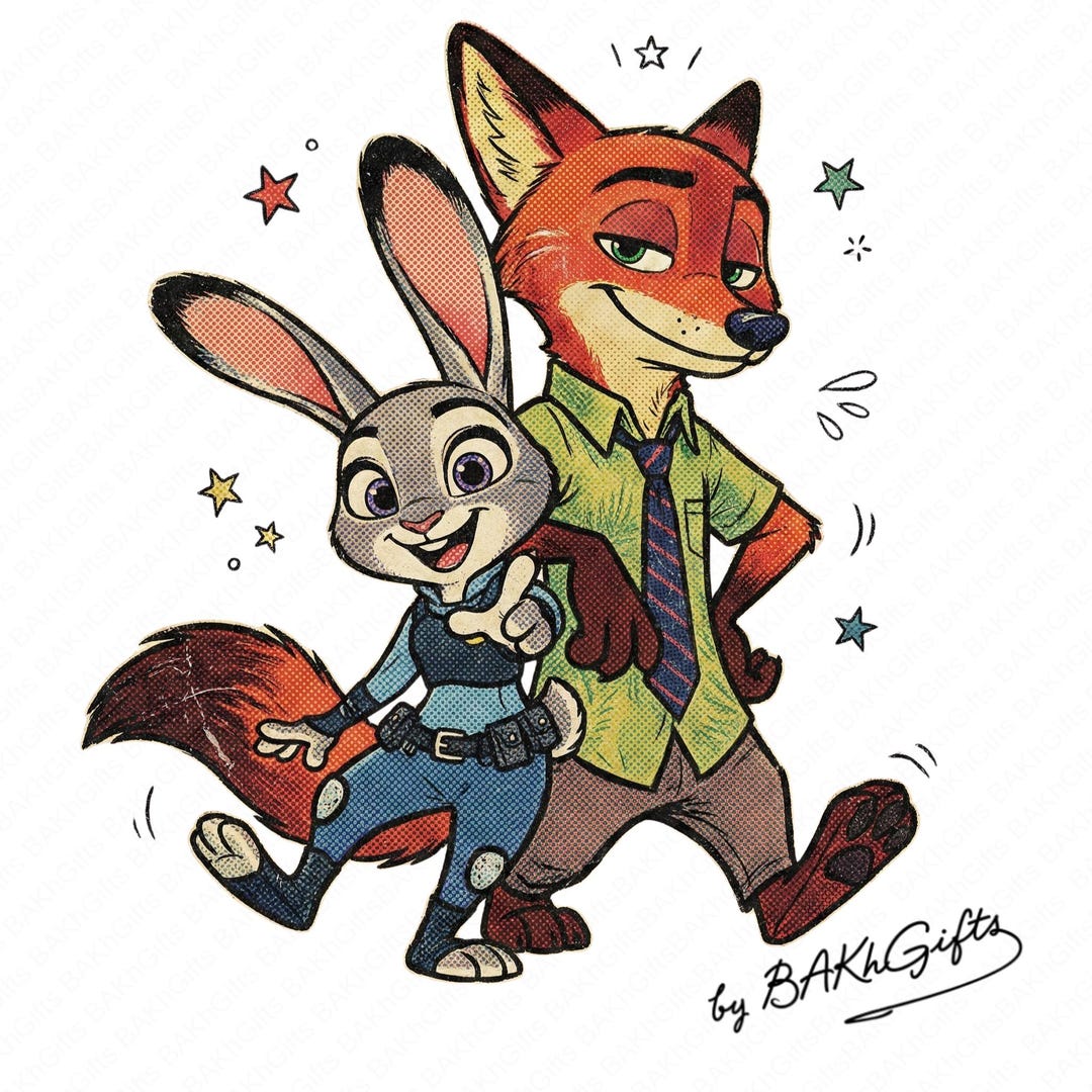 Zootopia Judy and Nick Bunde Png, Couple Matching Png,retro Zootropolis ...
