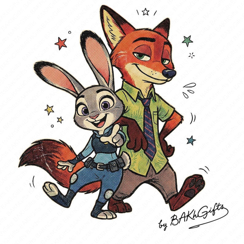 Zootopia Judy and Nick Bunde Png, Couple Matching Png,retro Zootropolis ...