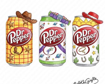 Toy Story Dr Pepper PNG, Retro Watercolor Soda Digital Download, Cute Disney Pixar Design PNG, Magic Toy Story Soda PNG