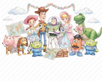 Coquette Bows Acquerello Toy Story PNG, Vacanza in famiglia PNG, Viaggio in famiglia abbinato PNG, Modalità vacanza PNG, Coquette Bow PNG, Download digitale