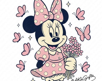 1 PNG Lindas mariposas rosas de Minnie, imágenes prediseñadas, archivo PNG de diseño digital para sublimación, alta resolución, descarga PNG digital instantánea