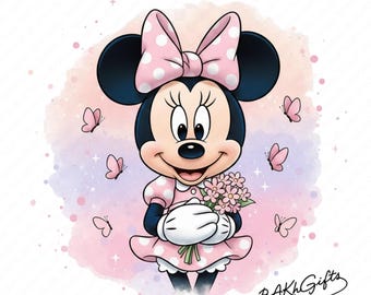 1 PNG Lindas mariposas rosas de Minnie, imágenes prediseñadas, archivo PNG de diseño digital para sublimación, alta resolución, descarga PNG digital instantánea