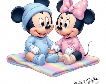 1 PNG Cute Minnie and Mickey Love, Clipart Images, Digital design PNG file for sublimation, High Resolution, Digital PNG Download