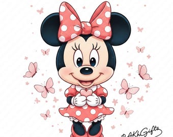 1 PNG Lindas mariposas rosas de Minnie, imágenes prediseñadas, archivo PNG de diseño digital para sublimación, alta resolución, descarga PNG digital instantánea