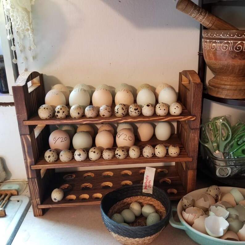 Eggs Rack Display Wooden Egg Holder, 3 Layer Fresh Egg Rack, Egg Sorter Storage, Trays ...