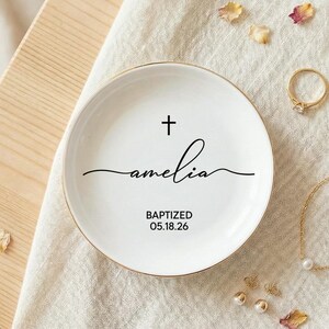 Portagioie personalizzato per battesimo, portagioie personalizzato con nome e data, regalo per battesimo per bambina, ricordo della Prima Comunione.