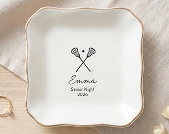 Personalized Lacrosse Ring Dish, Senior Night Gift for Lacrosse Player, Custom Name Jewelry Dish 2026