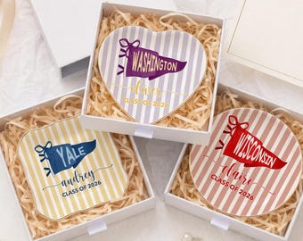 College Acceptance Gift, Personalized Jewelry Dish for Future College Student, Custom University Ring Dish for Her