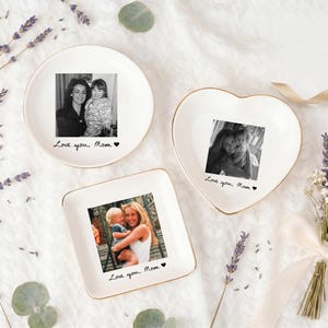 Mother's Day Gift for Grandma, Personalized Photo Jewelry Dish, Custom Ceramic Ring Dish image 4