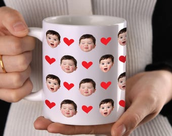 Photo Mug with Face, Coffee Cup for Dad, Family Photo Mug, Father's Day Gift, Custom Tea Mug Gift for Papa, Grandpa, 1st Father's Day Gift