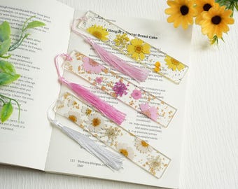 Marcapáginas de resina con flores prensadas, marcapáginas de resina con flores silvestres, marcapáginas floral, accesorios para libros, regalos para amantes de la lectura, idea de regalo para el Día de la Madre