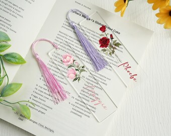 Aangepaste geboortebloem bladwijzer, naam bladwijzer, bloemen bladwijzer voor haar, aangepaste cadeaus voor leesliefhebbers, boekenliefhebber cadeau, moeder cadeaus