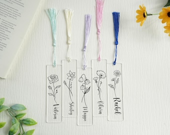 Custom Birth Flower Bookmark, Gifts for Readers, Gift for Book Lovers, Bookmark for Her, Bridesmaid Gift,Personalized Bookmark,Wedding Gift