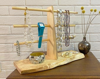 Unique Jewelry Tree Stand, Wooden Earring Display, Handmade Natural Wood Jewelry Organizer