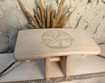Meditatiekruk van natuurlijk hout - draagbare houten knielbank voor zenvloer, wellnesscadeau voor yogi's, gebedsbank