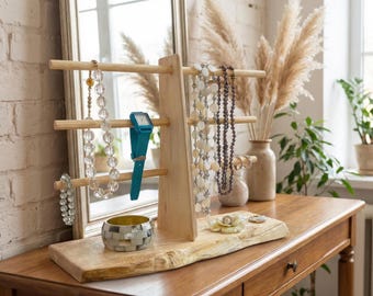 Natural Jewelry Tree Stand for Necklace and Bracelet Display, Wood Jewelry Organizer, Home Decor
