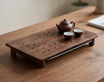 Gongfu Tea Tray Table, Japanese Low Table, Wabi Sabi Decor, Tea Accessories, Wooden Teapot Tray, Gift for Tea Lover