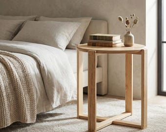 Small Walnut Bedside Table, Minimalist Narrow Side Table, Handmade Mid Century Modern Furniture