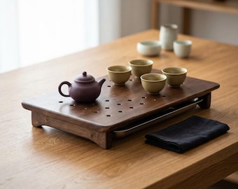 Chinese Tea Ceremony Tray With Water Storage Tank, Gongfu Tea Tray For Teapot Set, Japandi Decor Tea Accessories Gift For Tea Lovers