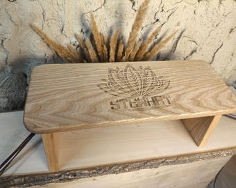 Primitive Wooden Prayer Kneeler, Small Meditation Bench, Handcrafted Religious Stool for Prayer