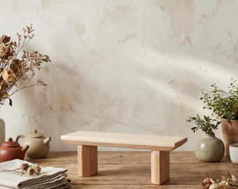Small Zen Meditation Table, Japandi Spiritual Decor, Wabi-Sabi Buddhist Altar Shelf