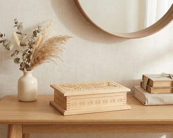 Handmade Wood Keepsake Chest, Large Personalized Memory Box, Solid Wood Jewelry Storage